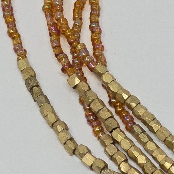 Lia Sophia Multi Strand Gold Tone and Amber Orange Beaded Necklace - Picture 10 of 11